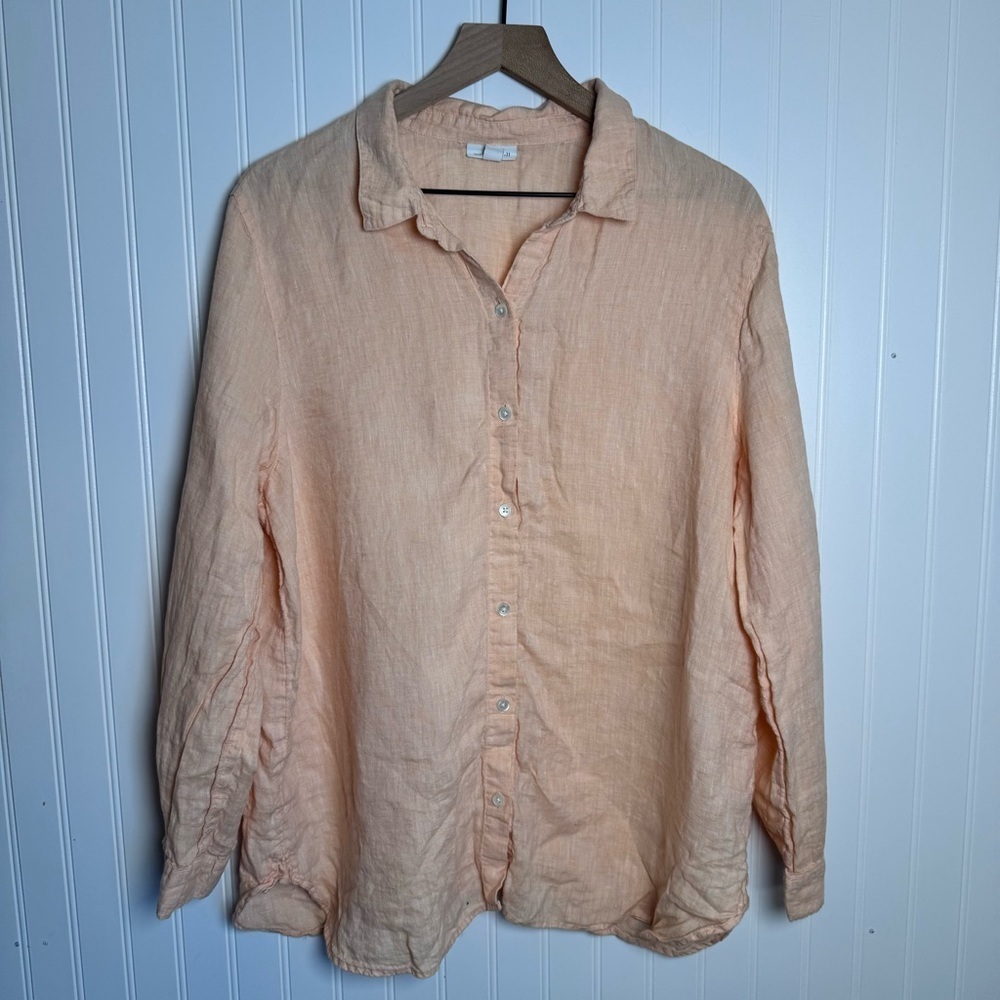 J. Jill 100% Linen Button-Down Long Sleeve Shirt Orange Women’s Size XL